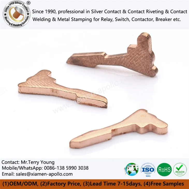 Cydrannau stampio copr ar gyfer switshis trydanol