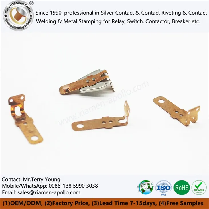 Rhannau copr beryllium rhybedog